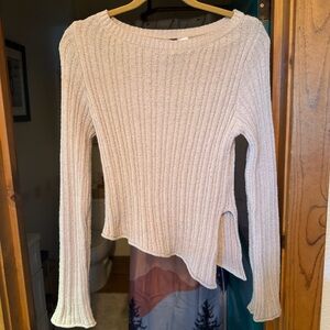 Cream Ribbed Women's Sweater
